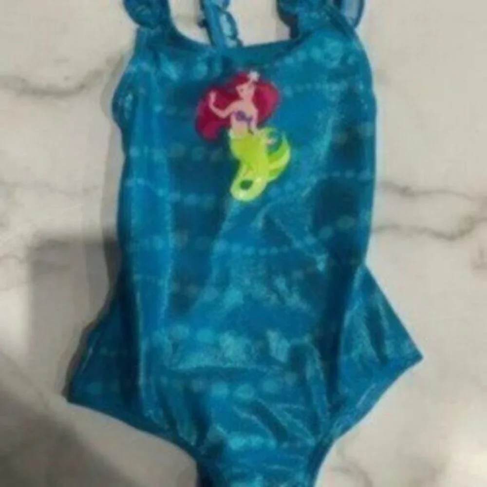 Disney Kids Girl Blue The Little Mermaid Store Ariel Hologram Swimsuit Size 4